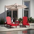 Flash Furniture Sonora 3 Piece Adirondack Set w/2 Adjustable HDPE Loungers w/Cup Holders and 2-Tier Side Table, Red LE-HMP-070-1035-RD-GG